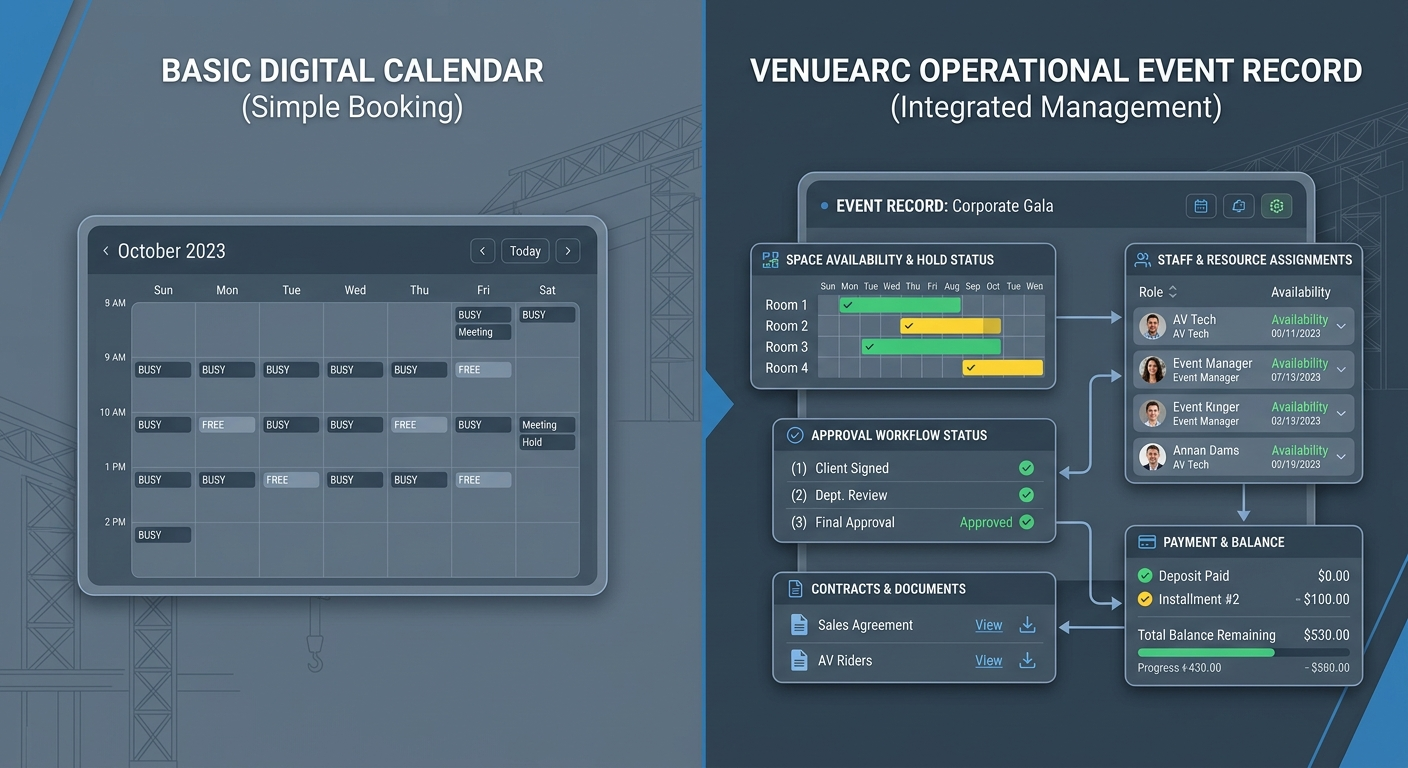 Basic digital calendar vs operational event record