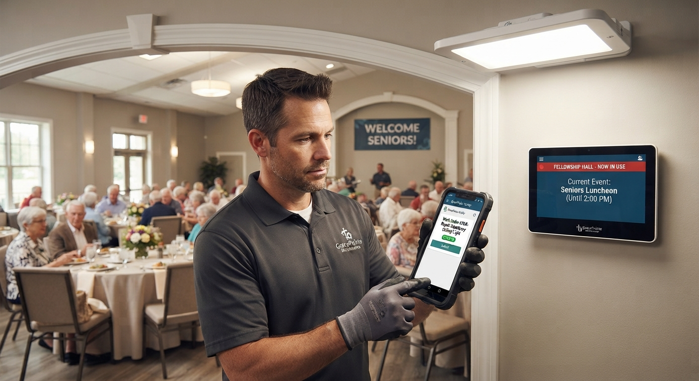 Facilities team coordinating live room usage and check-ins