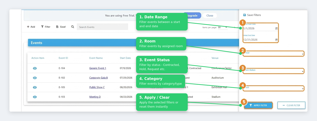 Filter - narrow your event list instantly