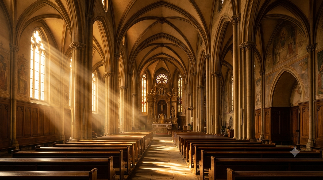 Congregation gathering in a house of worship venue.