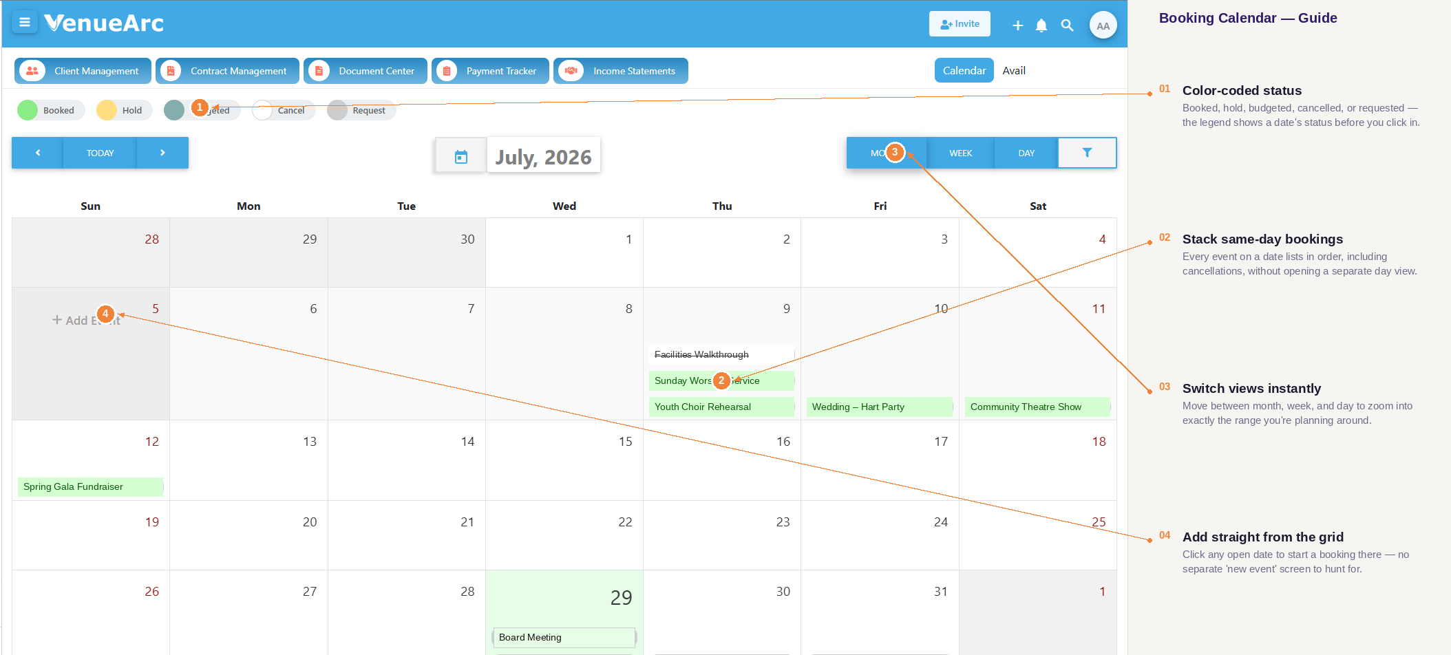 Booking Calendar guide screenshot